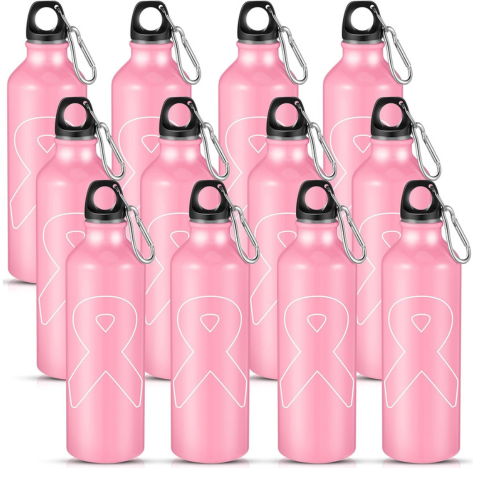 Breast Cancer Awareness Aluminum Water Bottle Pink Ribbon